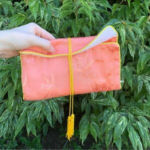 Coral Jewelry Roll | Silky/Satin Fabric | Travel Bag, Purse, Pouch, Asia